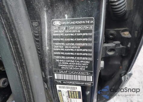 2010 Land Rover Range Rover Hse z USA, uszkodzony, nr VIN SALMF1D40AA309278